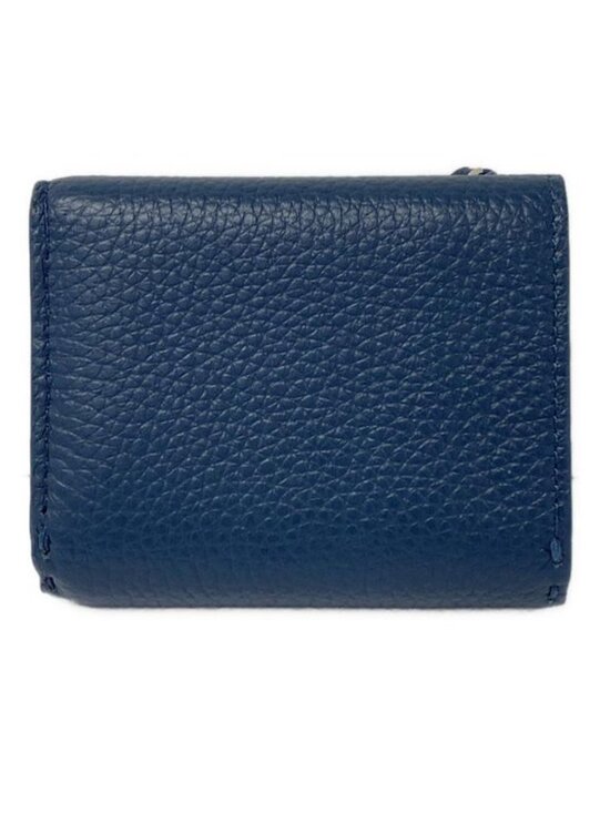 Fendi Trifold Wallet Selleriapeekaboo Navy L-shaped Zipper Leather - Picture 2 of 6